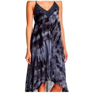 Lovestitch Tie Dye High Low Midi Dress Gray Small